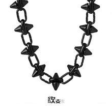 欧美嘻哈朋克铆钉拼接形状项链中性风钛钢西太后百搭个性锁骨链女
