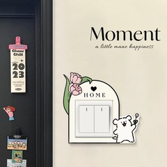 ガーデン子犬クリエイティブスイッチステッカー高級感スイッチ装飾壁ステッカー自己接着防水防湿ソケット保護カバー