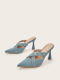 2024 New Style with European and American Slim Heels, Small and Popular Design denim pointed toe high heel sandals