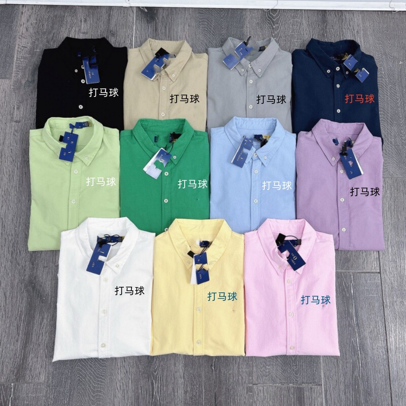 2026 Spring and Autumn Embroidered Unisex Long Sleeve Shirt Business Casual Solid Color Horseback Shirt Women's Oxford Shirt 2026 Spring and Autumn Embroidered Unisex Long Sleeve Shirt Business Casual Solid Color Horseback Shirt Women's Oxford Shirt