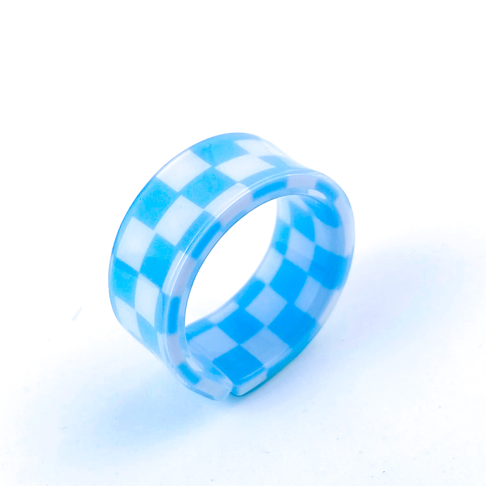 Einfacher Stil Plaid Harz Emaille Frau Ringe display picture 3