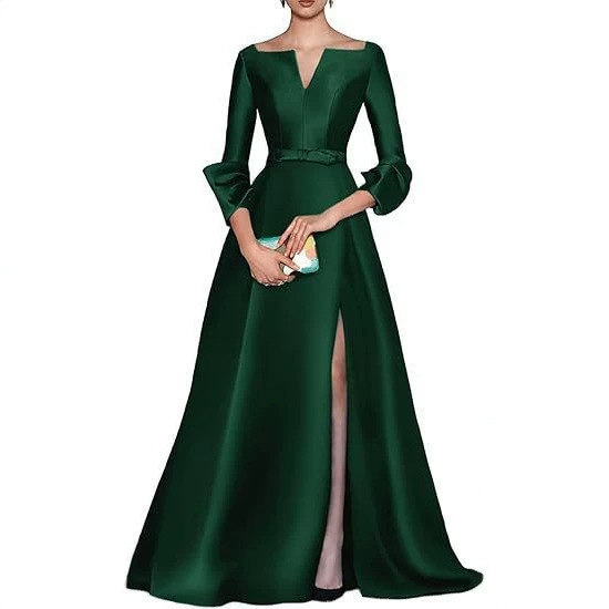 2026 New Wedding Dress Satin Long Gown for Guests, Sexy Slit Wedding Mother of the Bride Dress 2026 New Wedding Dress Satin Long Gown for Guests, Sexy Slit Wedding Mother of the Bride Dress