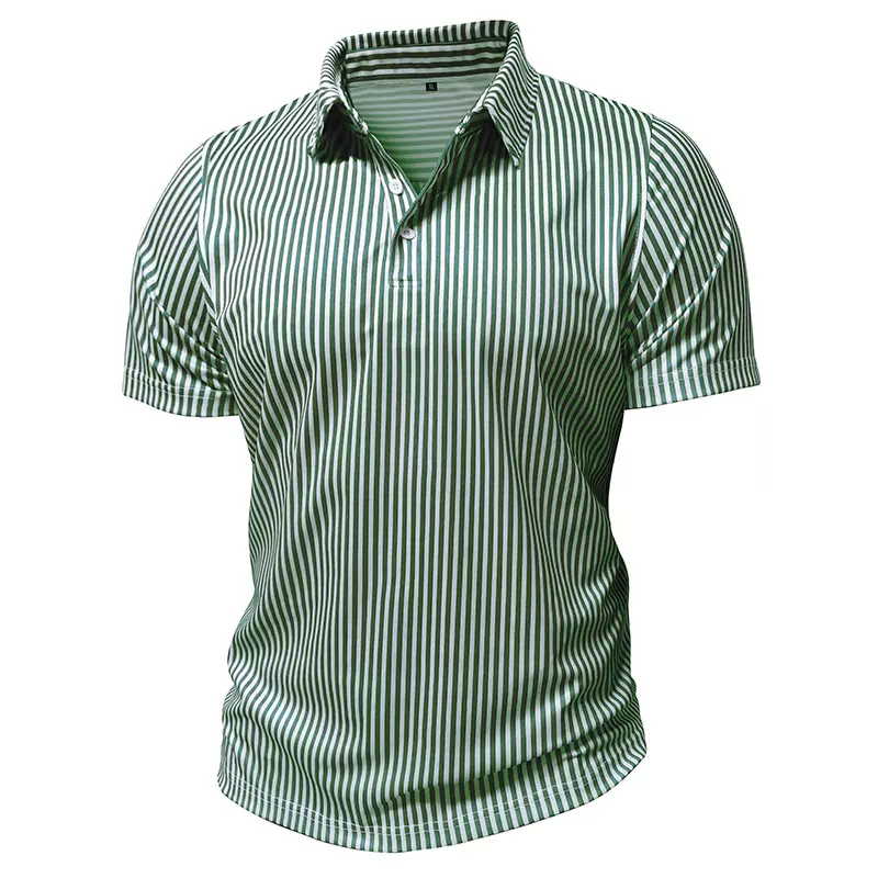 2026新款跨境男士条纹翻领短袖polo衫 亚马逊男装夏威夷上衣批发