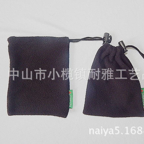 2021生产双刷单摇粒绒束口袋索绳绒布饰品袋厚质绒布收纳袋定 制