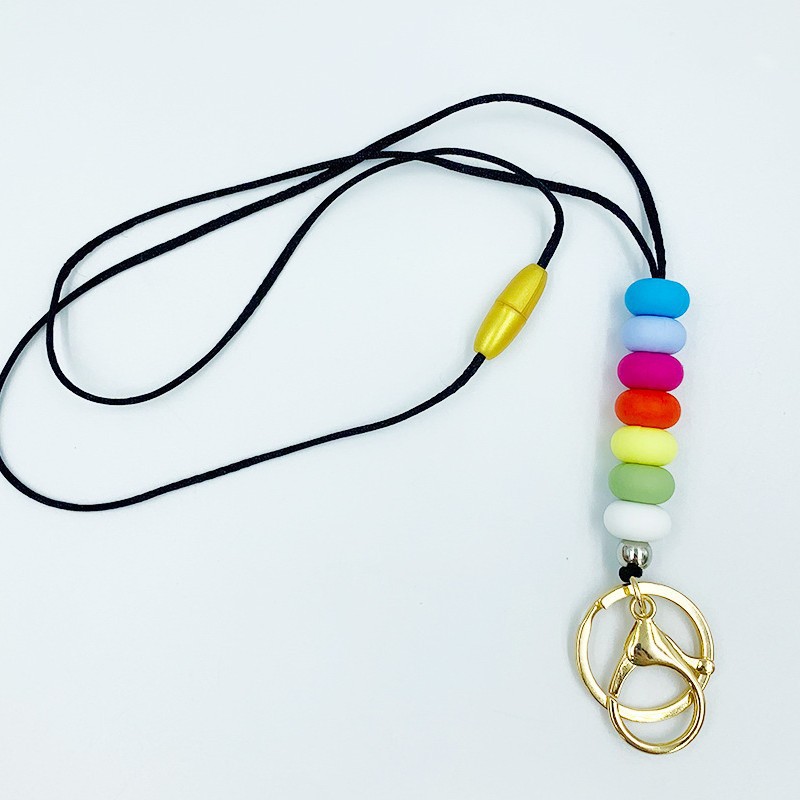 Amazon nuevo collar de insignia versátil maestro enfermera ID de estudiante Cordón de identificación de silicona con cuentas cordón llavero
