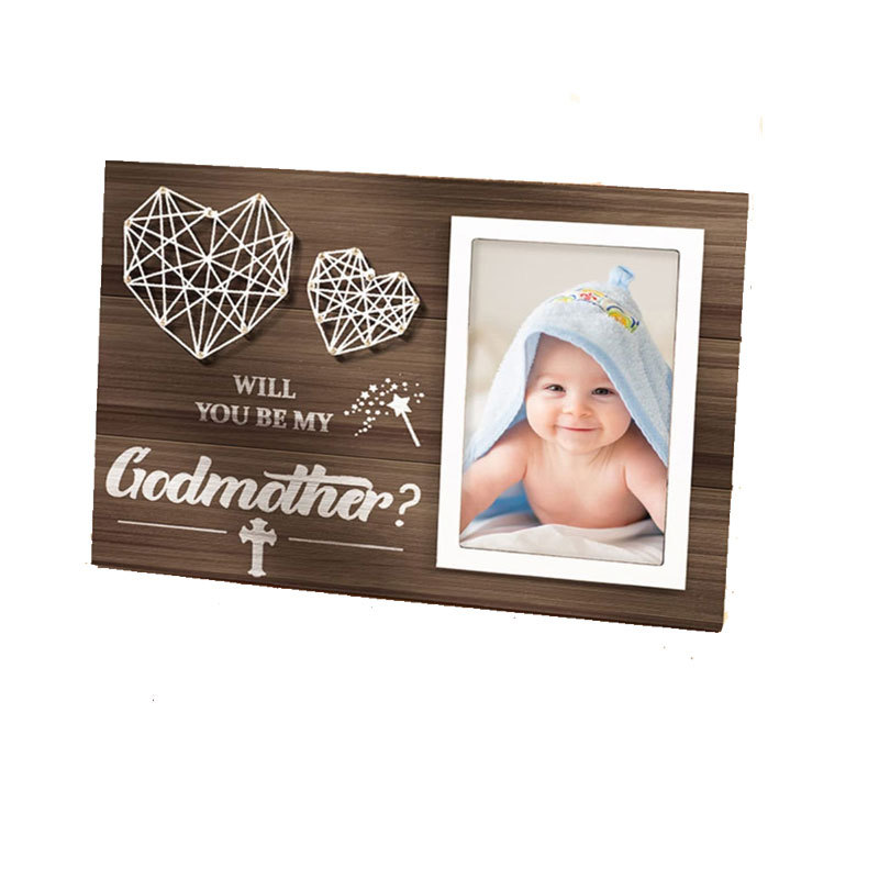 Marco de fotos de madera para mascotas Decoración de mesa creativa Decoración de mesa de bebé marco de fotos en forma de corazón doble latido bobinado