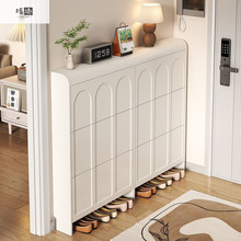 新款奶油风超薄翻斗鞋柜家用门口入户翻斗式玄关柜一体省空间收纳