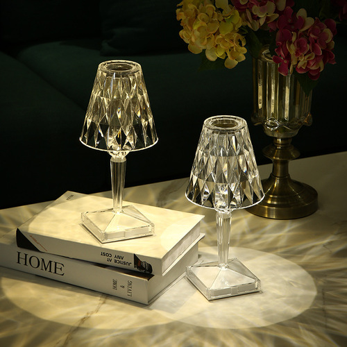 Italian Kartell crystal diamond LED acrylic charging project light ambiance lamp bedroom bedside night light