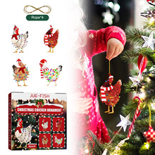 Jue Fish圣诞节围巾鸡挂件套装圣诞树氛围家居节日派对装饰鸡挂件