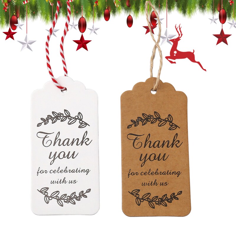 Kraft paper tag in stock Thankyou card gift packaging label gift thank you elevator key chain tag
