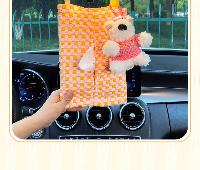 Car Tissue Box Dopamine Car Tissue Hanging Bag Car Paper Box 2024 New Tissue Bag Storage Doll
