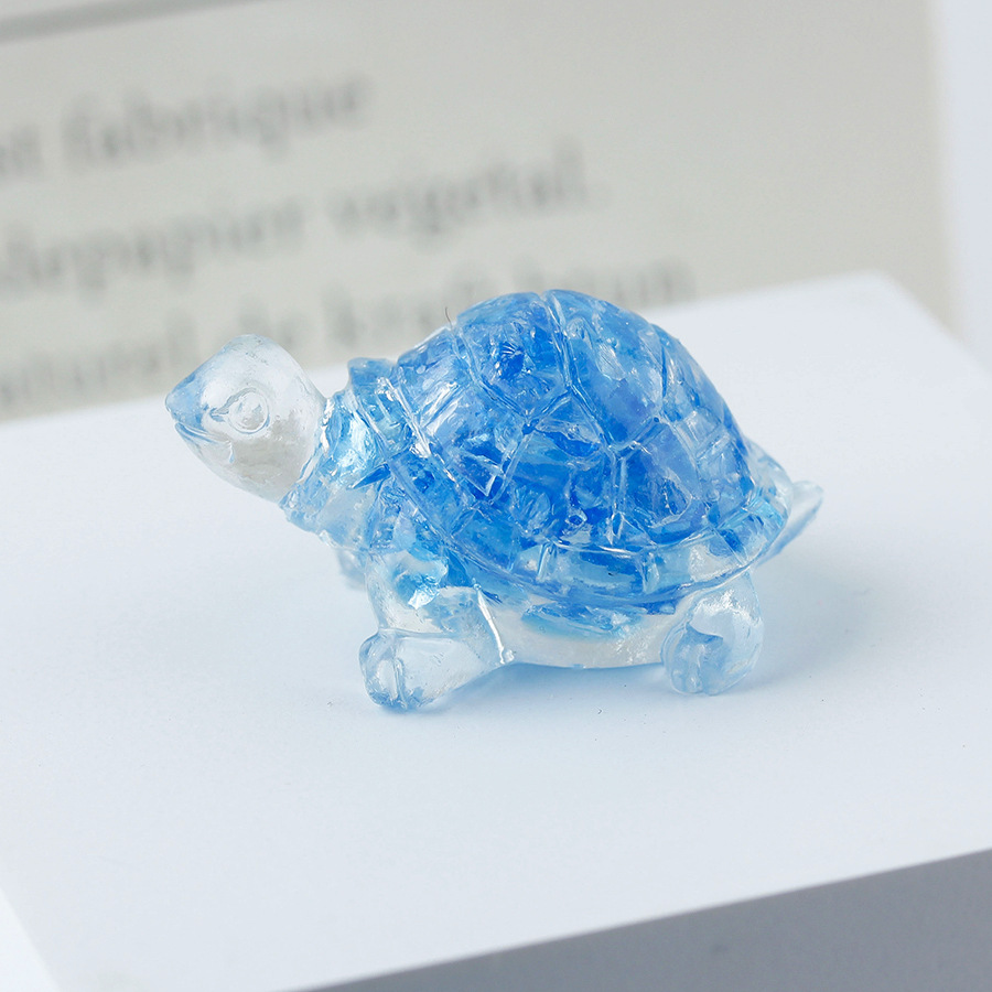 Cristal natural Animal Cristal blanco Cute Little Turtle Decoración creativa Adornos de escritorio Artesanías Decoración de coche