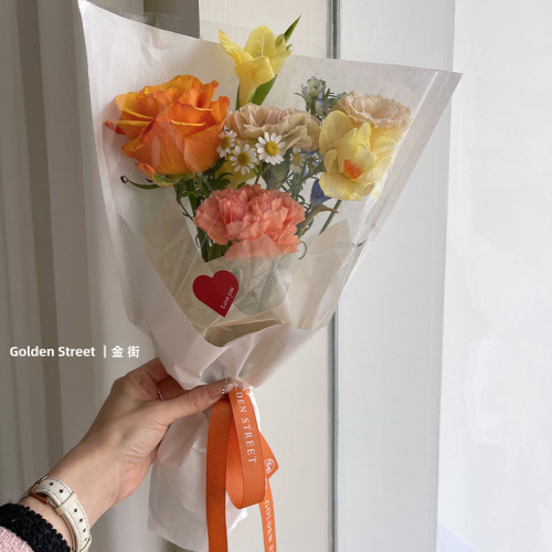 Flower packaging bag kraft paper flower bag transparent multi-branch bag rose bag bouquet packaging bag gift packaging wholesale