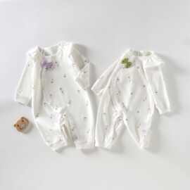 婴幼儿女宝打底衣服宝宝连体A类棉睡衣安阳童装秋冬新款哈衣