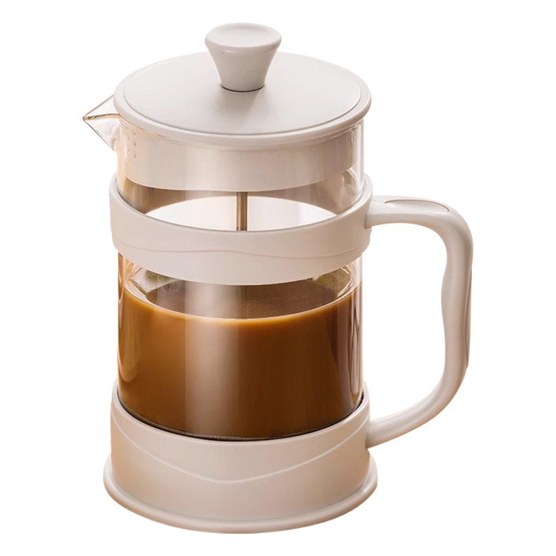 Hand-Brewed Coffee Pot French Press Pot Household French Filter Pot Glass Tea Maker Hand-Pressed Filter Cup Brewing Cold Brew Pot