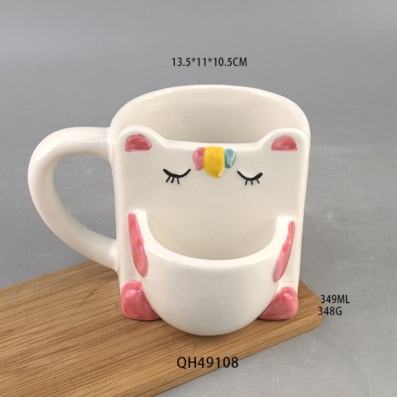 Inventario creativo de cerámica lindo unicornio taza de animales taza de leche taza de oficina de cerámica artesanía