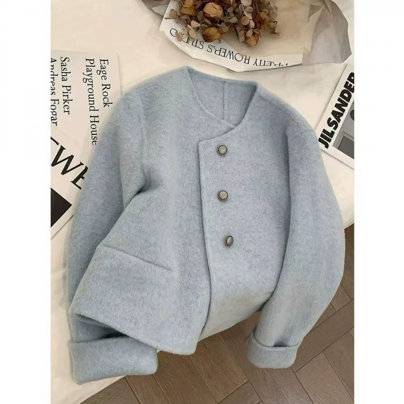 Осенняя модная куртка, стиль Chanel, для подростков, круглый воротник, корейский стиль