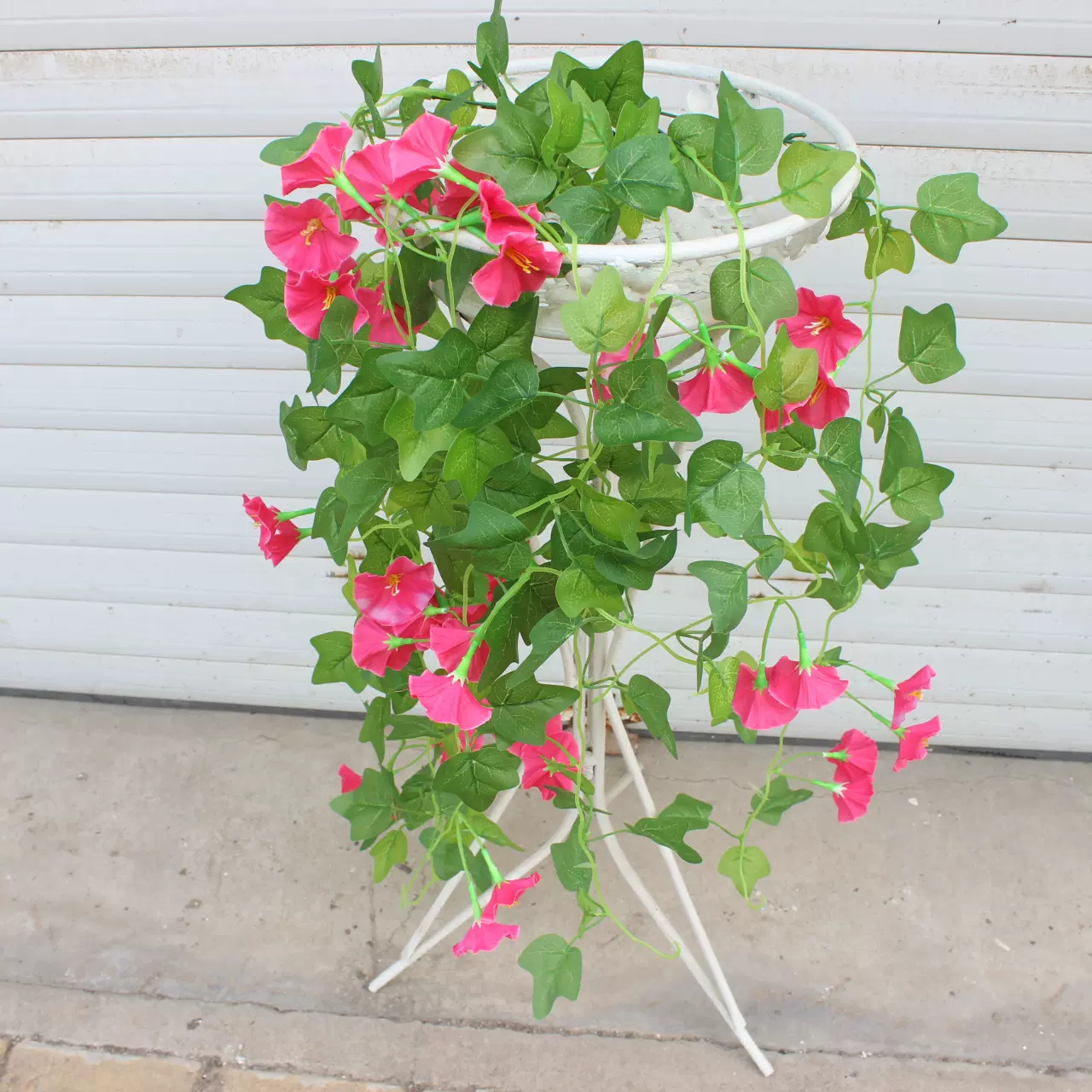 仿真牵牛花壁挂花 100厘米 玫红紫色喇叭花藤 装饰园艺地瓜胶44朵