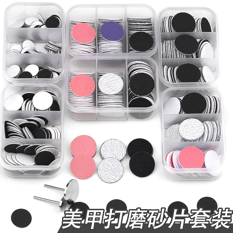 Tabletas de lijado de uñas, lijado de uñas de tres colores, lijado de pies, herramientas para quitar las plantas de los pies, 72 piezas, lijado de armaduras de eje en caja