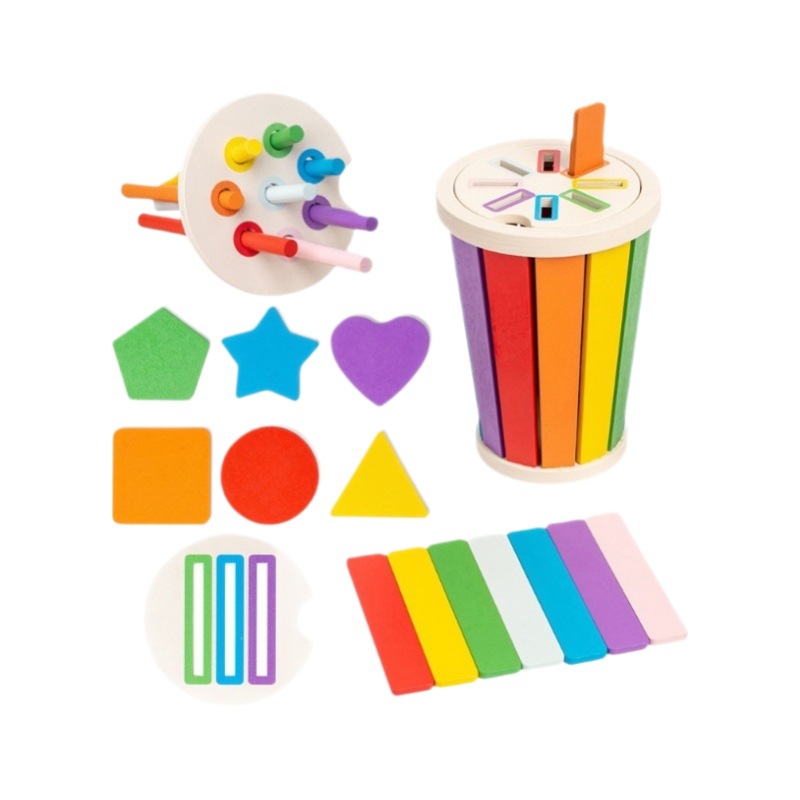 Weiweihu Color Categorización Juego Cubo Niños de 0-3 años Montessori Educación temprana ayudas didácticas educativas Juguetes educativos de madera