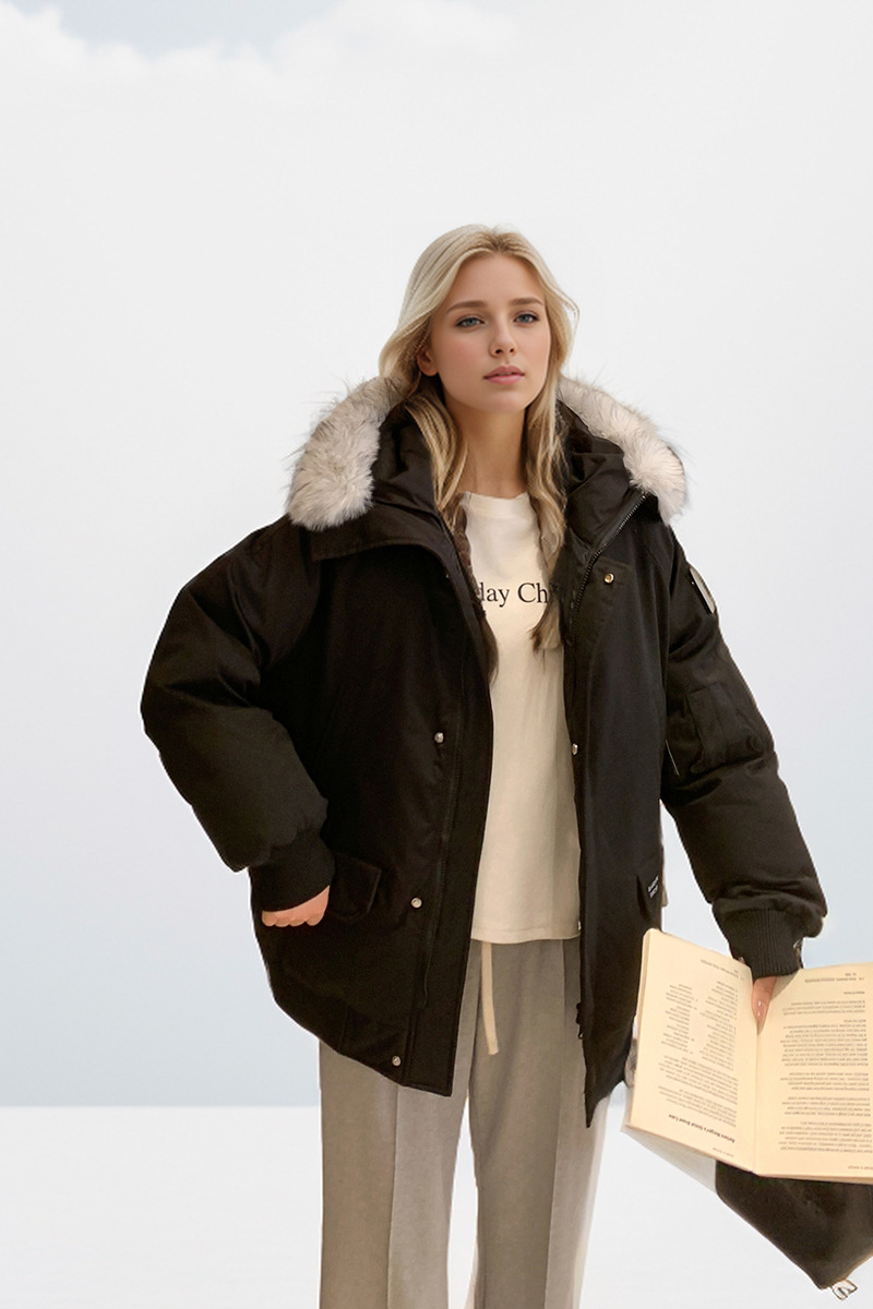 Abbigliamento da lavoro da donna Giacca calda in cotone per donna, nuovo cappotto largo in cotone di alta qualità con ampio collo in pelliccia e tendenza cappotto ispessito_voghion.com