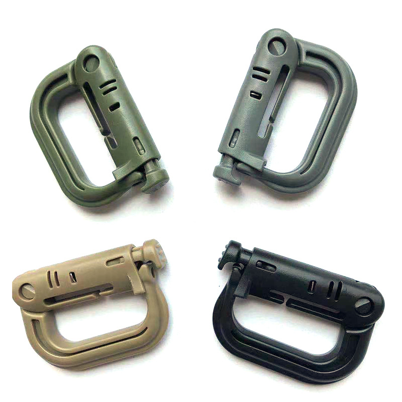 Cerradura de tipo D táctica Prensa abierta de alta resistencia hebilla de gancho de plástico 25MM cinta alpinismo hebilla de gancho hebilla de plástico