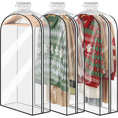 完全に透明な服ダストカバー吊り下げ式の長いタイプの服のハンガーのスーツのダストバッグのカバー付きの側面の全ファスナー