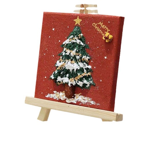 DIY material package quartz sand Christmas texture painting 3D three-dimensional non-digital oil painting Christmas tree handmade decoration painting