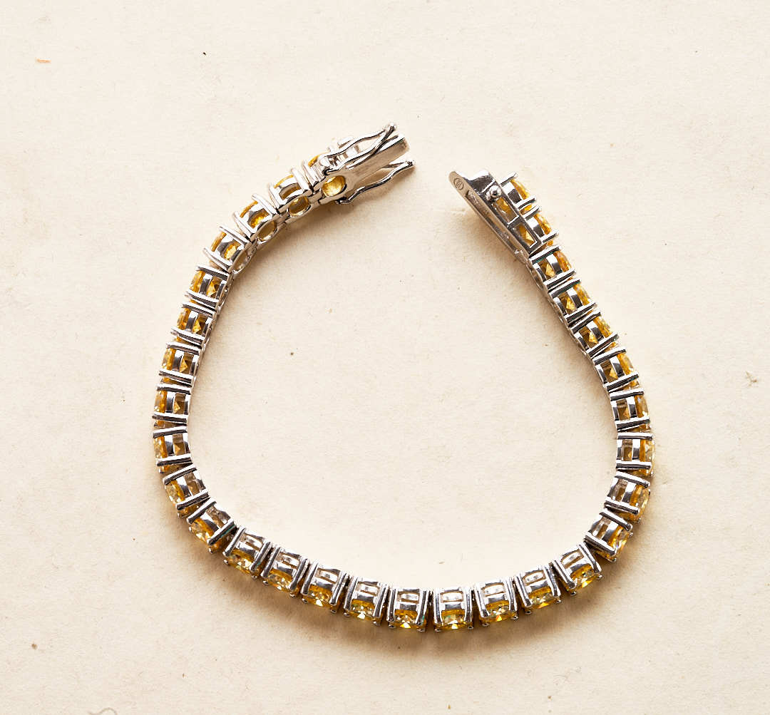 3mm limón amarillo nuevo moissanite color moissanite probado diamante pluma con GRA Super Flash fuego color tenis pulsera