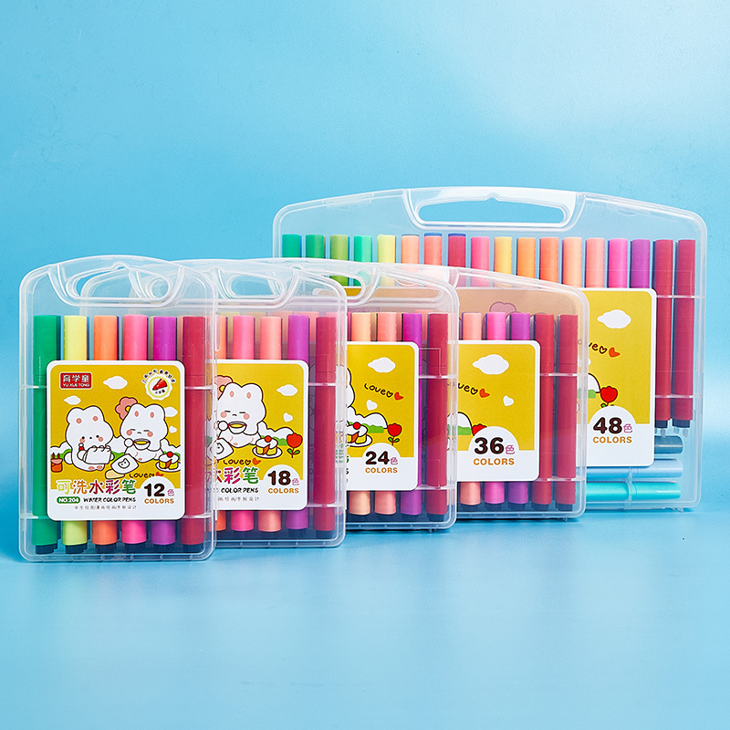 Pintura DE LOS NIÑOS lavable triángulo titular de la pluma caja acuarela pluma suave cabeza de la pluma acuarela color pluma suministros de arte al por mayor