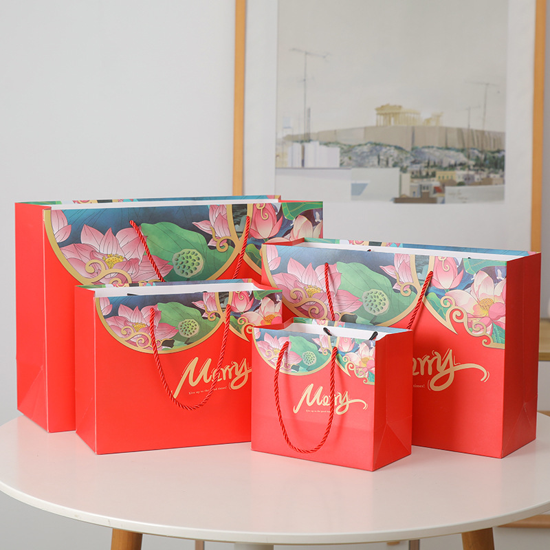 Chinese-style gift bag, red festive gift bag, birthday return gift bag, candy gift bag, New Year tote bag