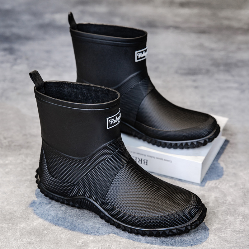 Botas de Lluvia de Caña Media para Adultos de PVC Impermeable y Antideslizante para Exteriores