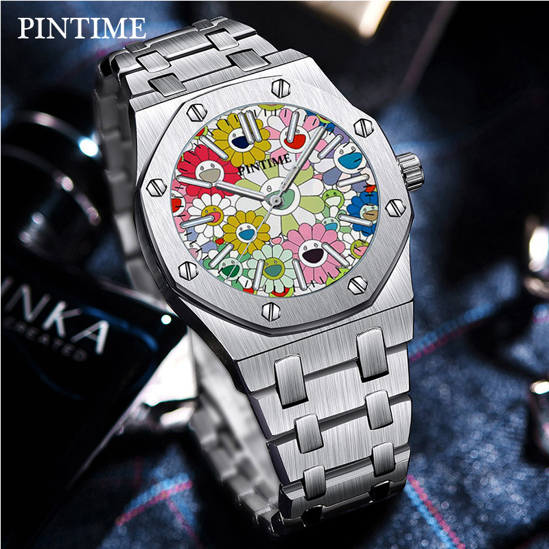 One-Piece Drop-Shipping Watch for Men, High-End Waterproof Quartz Watch, Foreign Trade Popular Daisy Dial, Niche Watch for Men