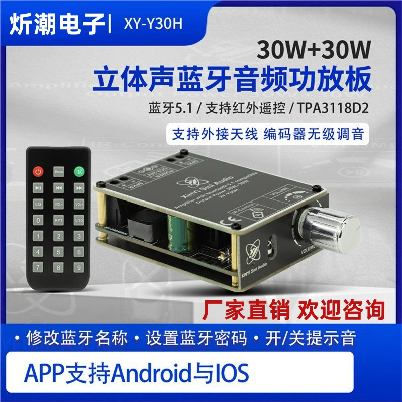 HIFI класса 30W 30W стерео Bluetooth цифровой усилитель платы модуль TPA3118 с пультом дистанционного управления Y30H