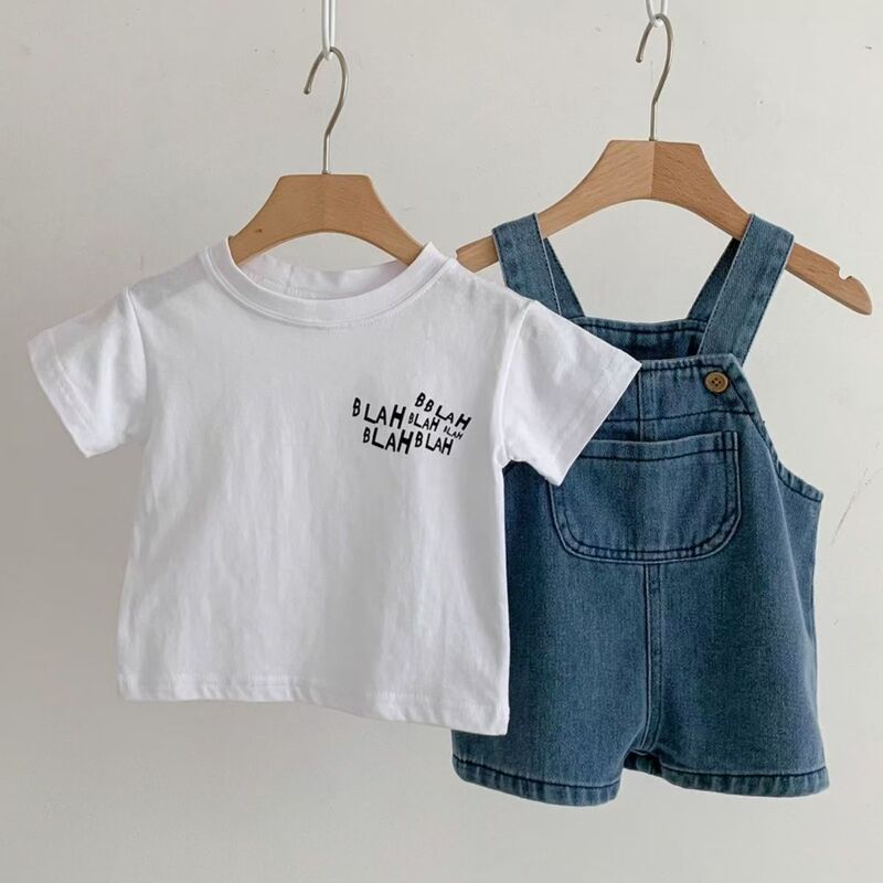 Children's Denim Strap Shorts 2024 New Girls' Thin Sling Pants Baby's Stylish Summer Loose Pants Children's Denim Strap Shorts 2024 New Girls' Thin Sling Pants Baby's Stylish Summer Loose Pants
