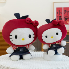 新款苹果牛仔裙hellokitty公仔毛绒玩偶创意女生抱枕kt猫娃娃抱枕