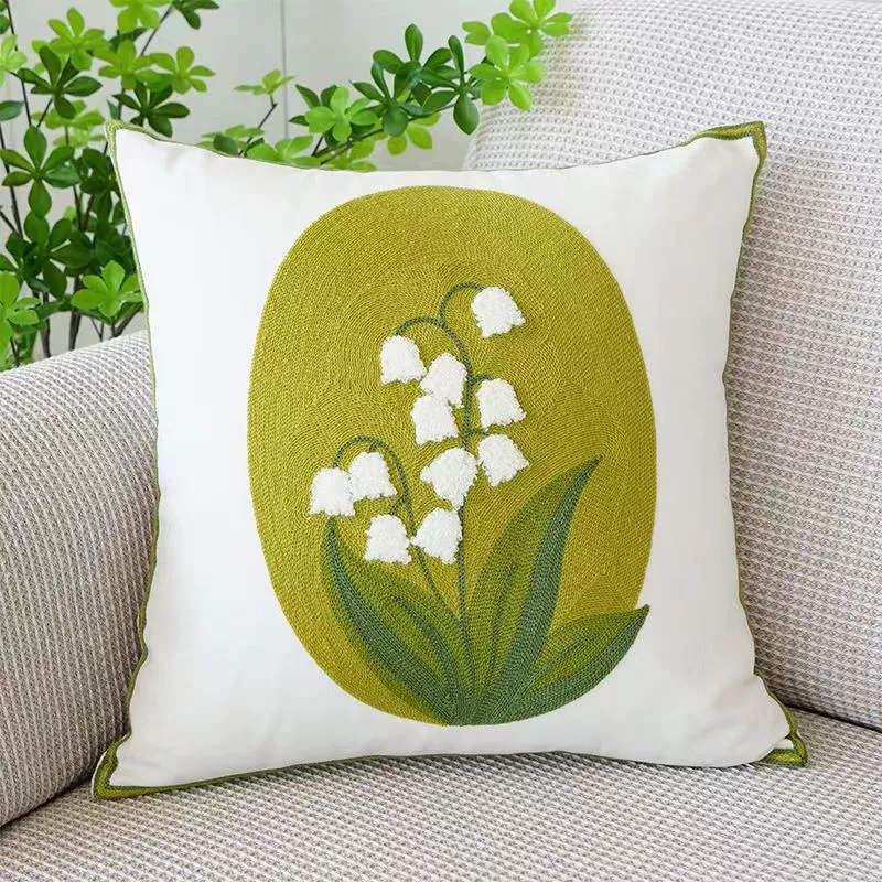 Fresh pillow, cream square small pillowcase solar-powered for bed, flowered