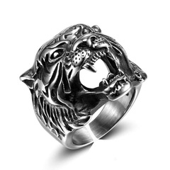 Cross-border foreign trade retro alloy men's ring European and American personalized tiger head alloy ring Alloy casting model