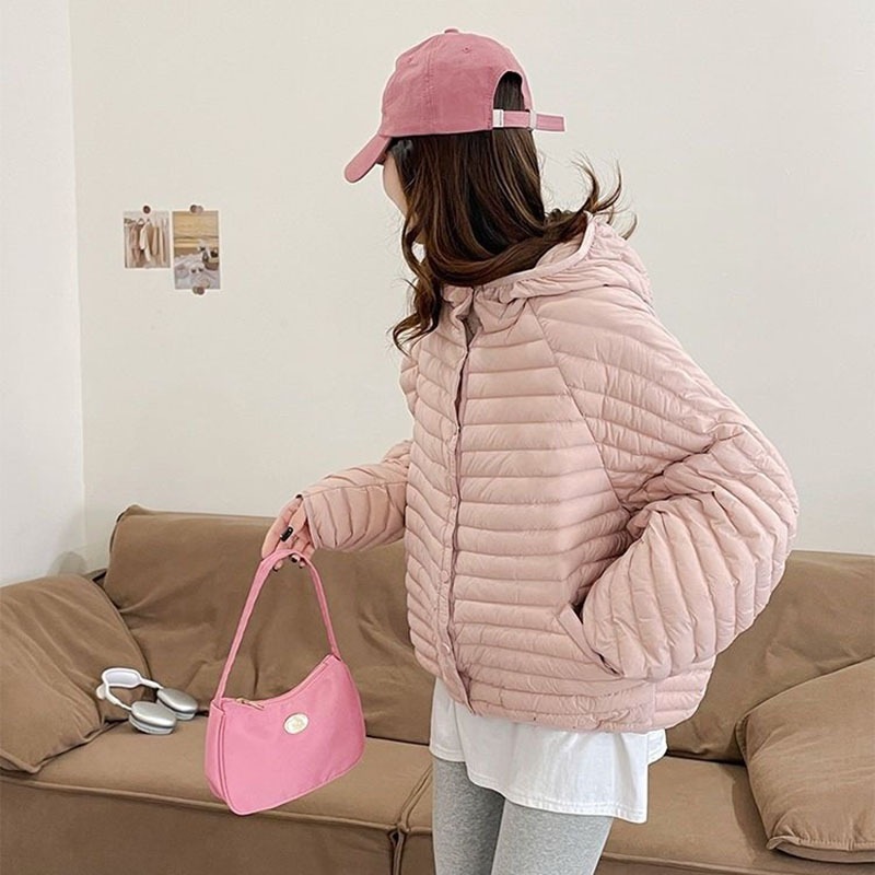 轻薄90白鸭绒羽绒服女2025年新款设计感蝙蝠袖百搭宽松连帽外套潮|undefined