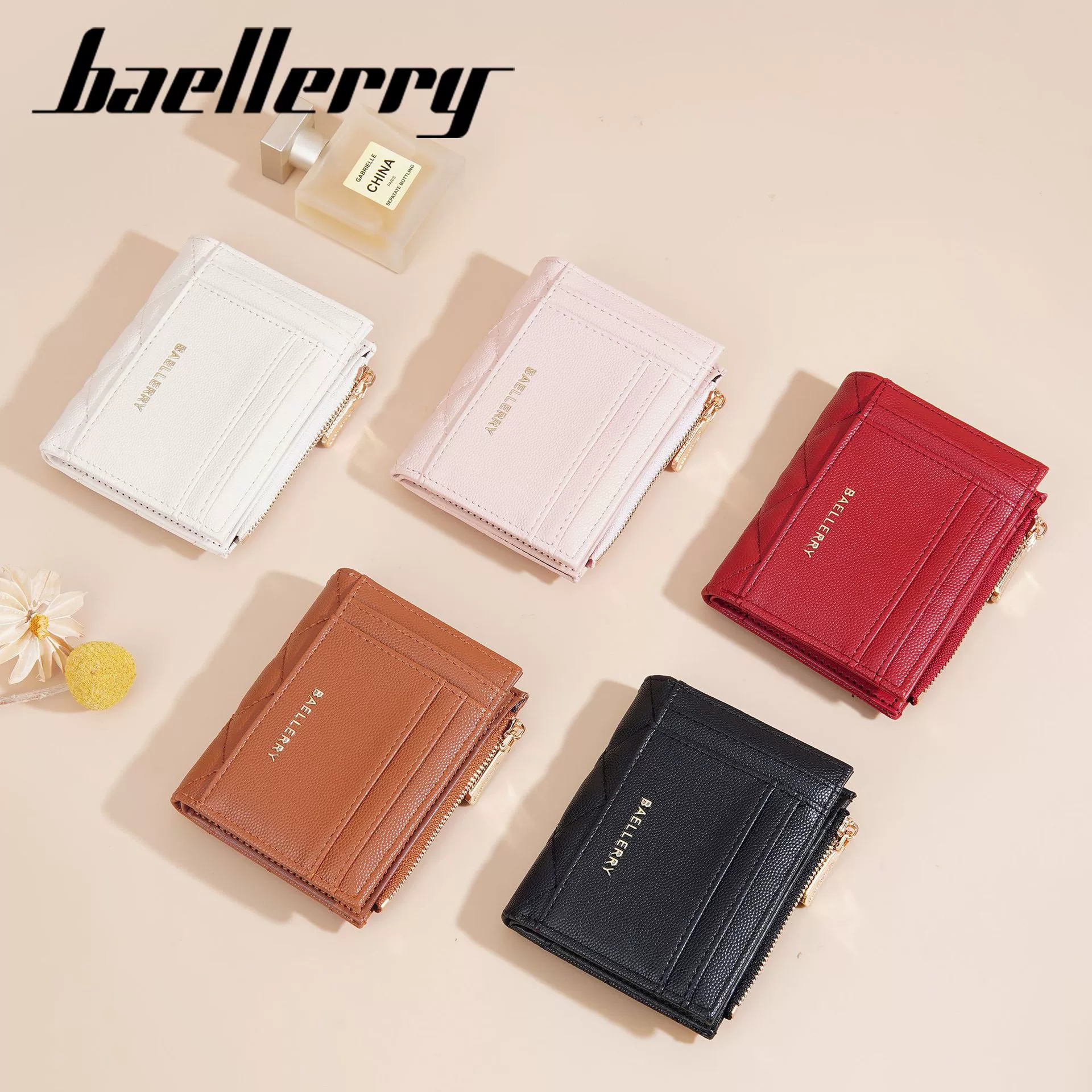 Кошелёк (Baellerry) короткий с монетницей на молнии, держатель для карт, компактный 12×9,5×2 см