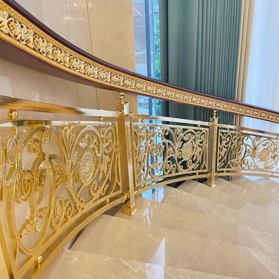 【高端定制】高档别墅会所酒店铜护栏免费上门测量楼梯扶手包安装