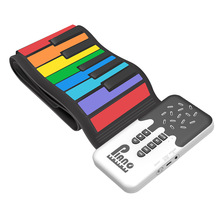 彩虹手卷钢琴49键内置锂电 便携式玩具折叠软键盘入门 键盘乐器