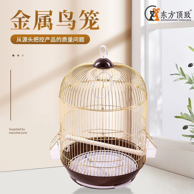 Клетка для попугая усиленная Гальваническая Золотая клетка для птиц круглая клетка для птиц портативная открытая клетка для птиц Птичье гнездо красочная клетка для птиц
