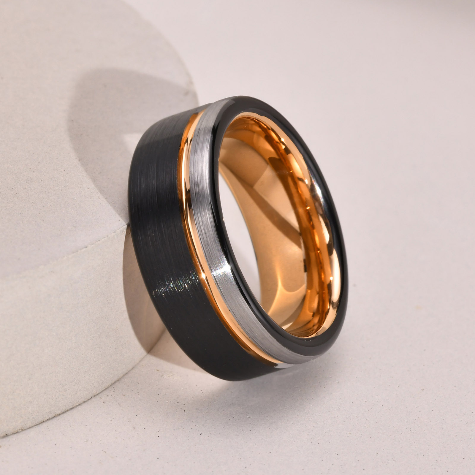 Fashion Color Block Tungsten Steel Rings Metal Stainless Steel Rings