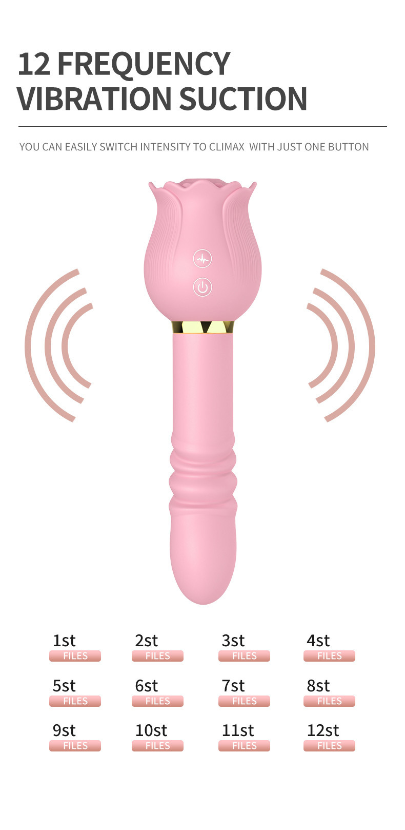 Afiya Rose Telescopic Tongue-Licker Vibrator with 12 Sucking Modes, Rose-Red Silicone-ABS Design — detail image 7