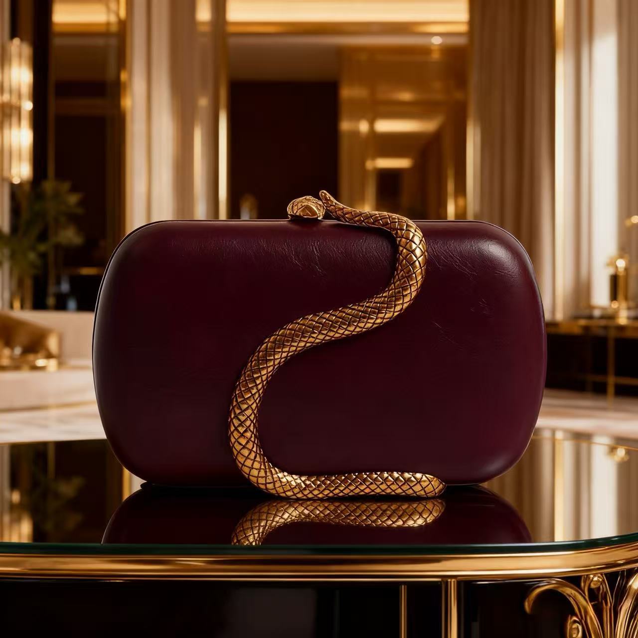 Comercio exterior directo transfronterizo lujo ligero bolso de cena damas bolso de mano PU bolso de serpiente estilo de moda bolso de noche de hombro