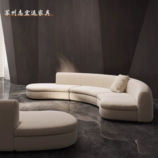 定制异形转角沙发别墅酒店客厅大型洽谈弧形沙发办公室会客家具