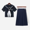 [新绀三本短袖+65cm中裙+白色三角巾]