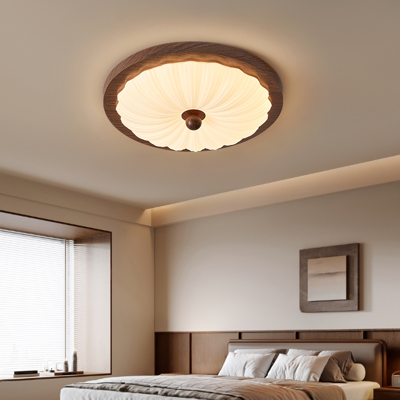 Lámpara de techo de hoja de loto de estilo antiguo, lámpara de habitación de dormitorio, sala de estudio de restaurante retro francés, lámpara de nogal de alta calidad