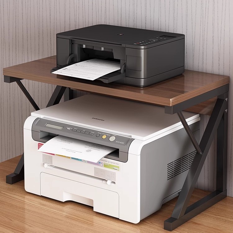 Estante de Escritorio para Impresora, Acero y Madera, Multifuncional, para Oficina image 1